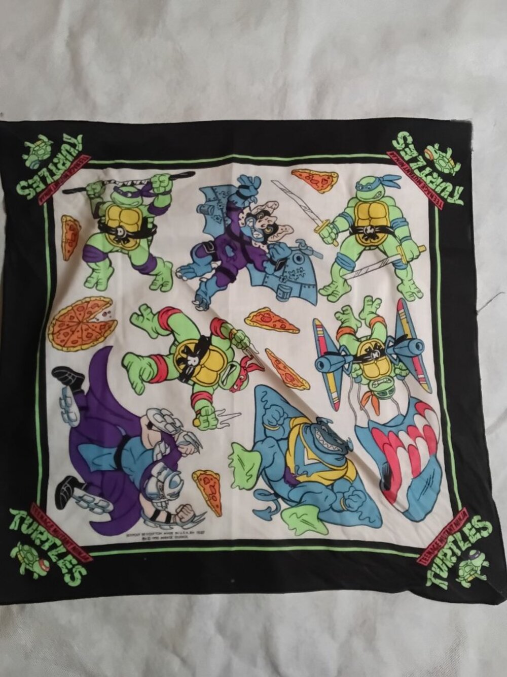 Vintage 90s Teenage Mutant Ninja Turtles Bandana Pizza Shredder TMNT